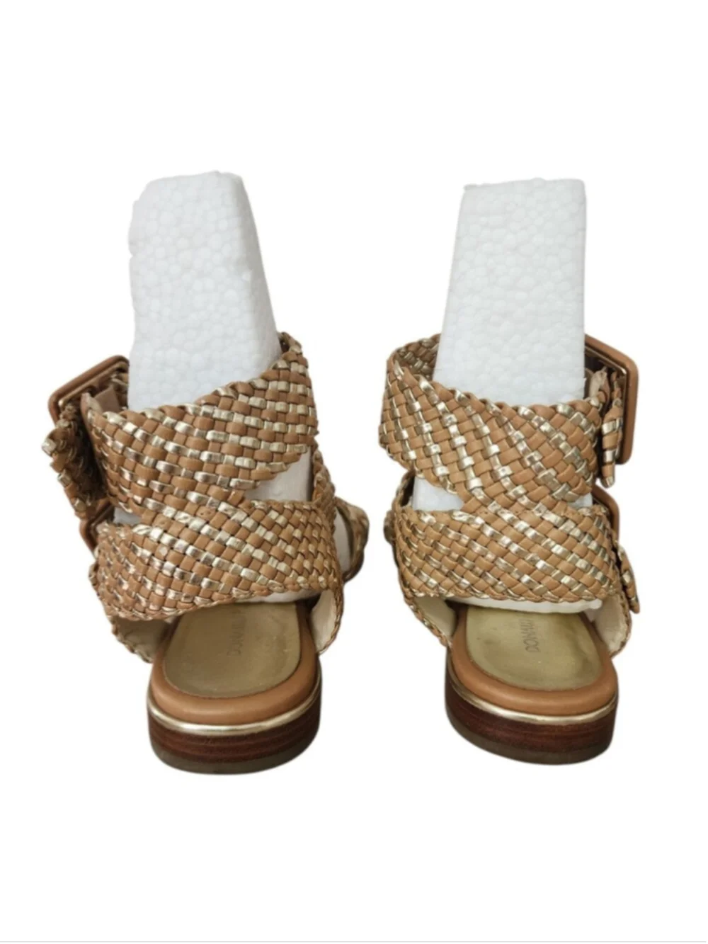 Donald J Pliner Gold Tan Woven Leather Gladiator Sandals Size 6M